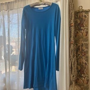 Gil Rodriguez Bright Blue Long-Sleeve Cotton Mini Dress